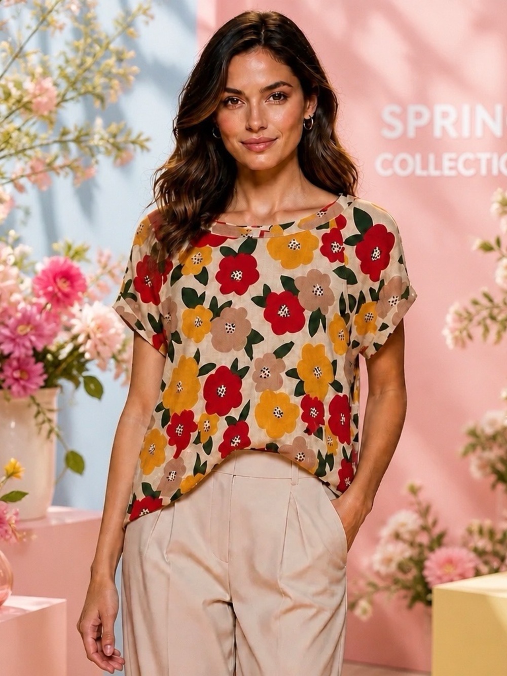 LuLaRoe Beautiful Floral Crepe Top  XL, NWOT